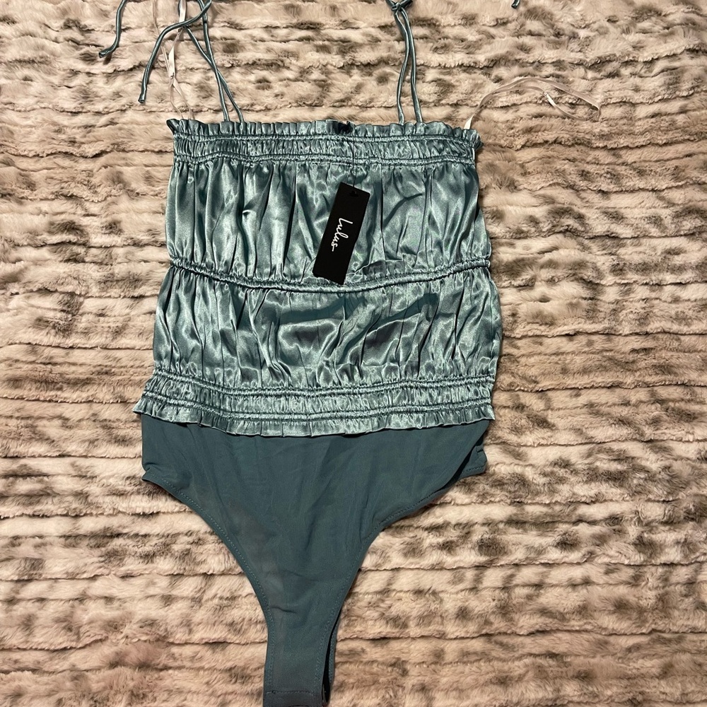 Lulu's Satin Bodysuit - Teal